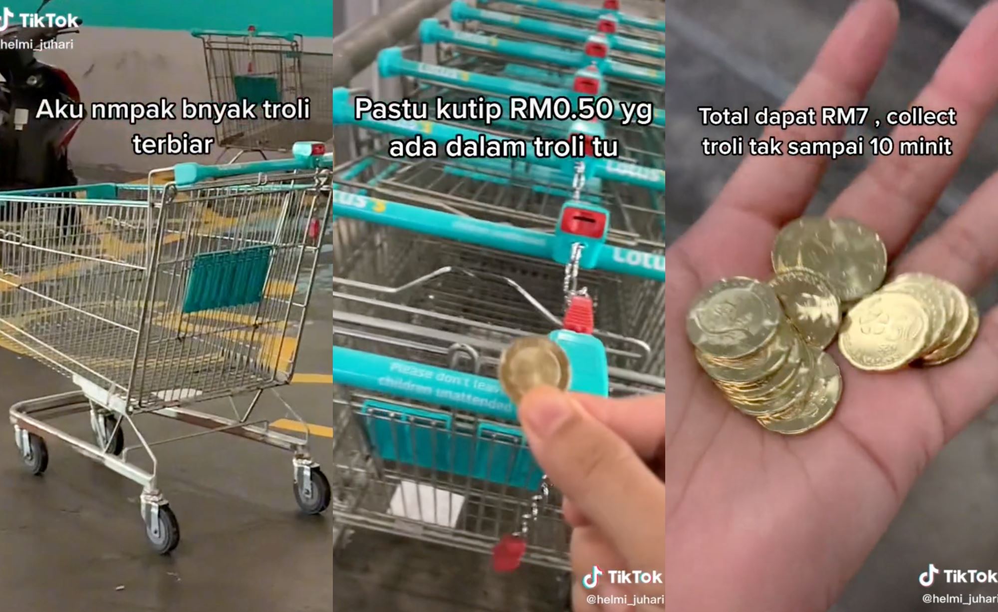 man shares how he collected rm7 in less than 10 minutes just by returning shopping carts to its corral