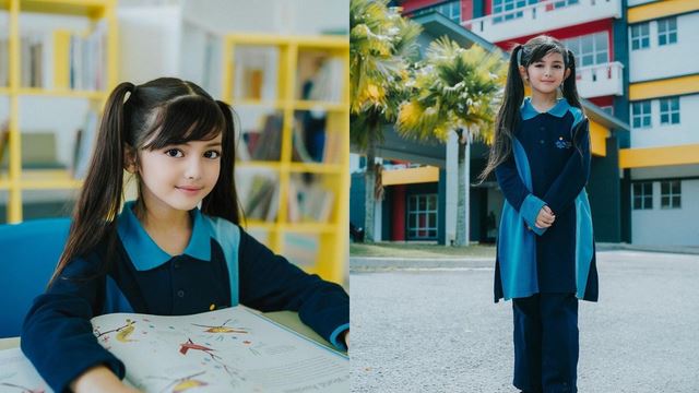 ringkas berdandan ke sekolah, netizen terpesona lihat anak che ta yang tetap cantik macam 'barbie doll'!