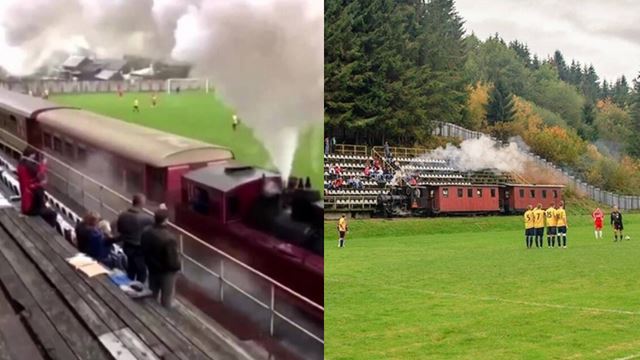 aik! kereta api dekat dalam stadium bola sepak? 