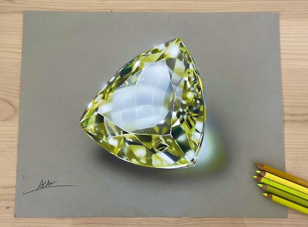 macam tak percaya semua batu permata ini rupanya lukisan pensel?