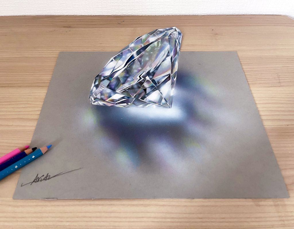 macam tak percaya semua batu permata ini rupanya lukisan pensel?