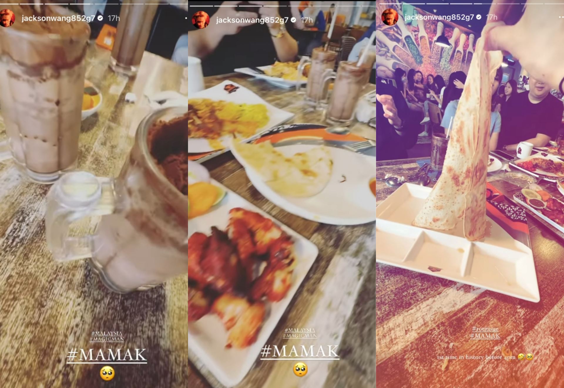 jackson wang finally gets to enjoy some mamak food, orders naan and milo tabur!