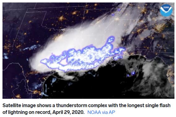 cipta rekod baru, pancaran kilat ini cecah 768 kilometer!