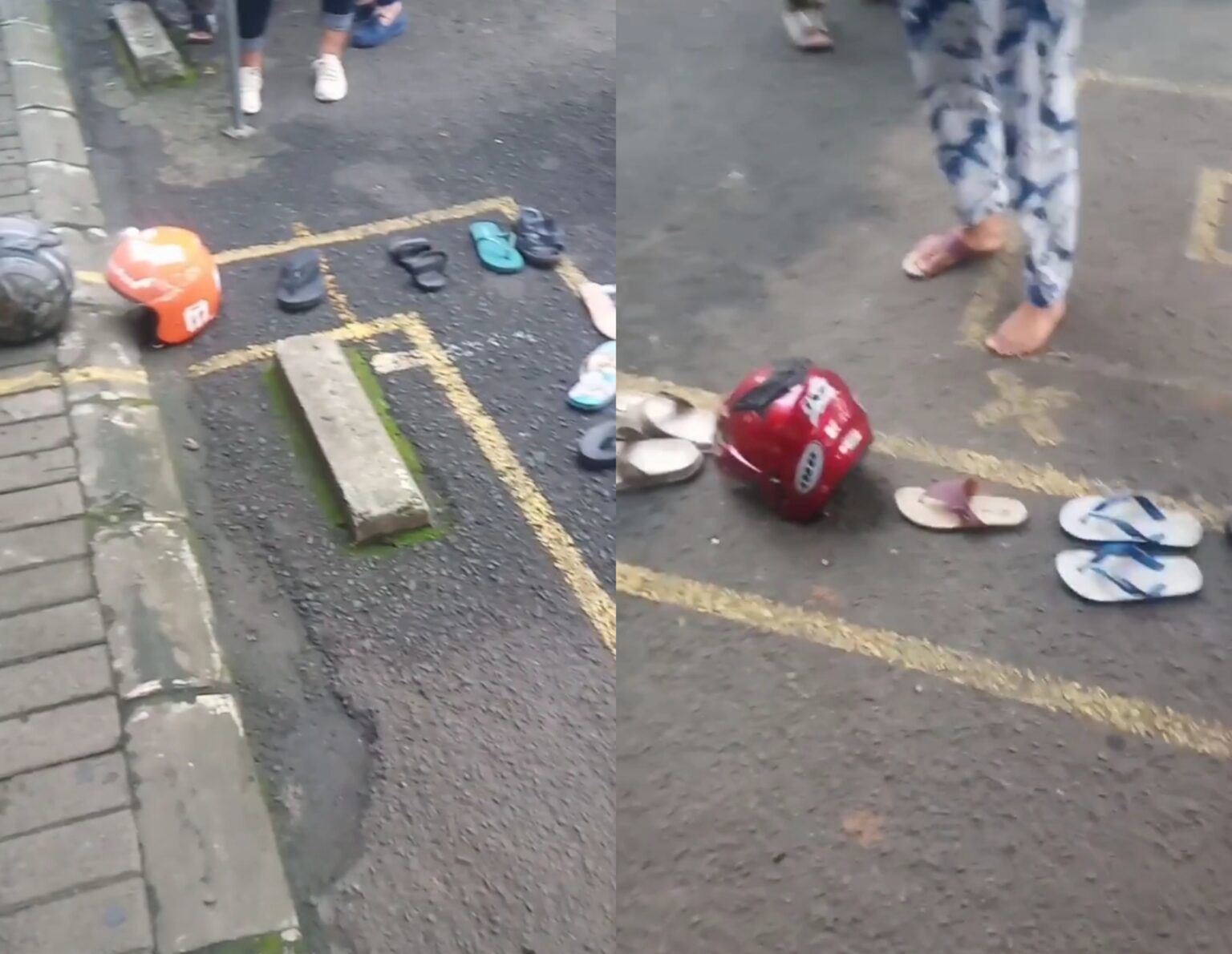 malas nak beratur, pelanggan bank guna selipar tanda giliran