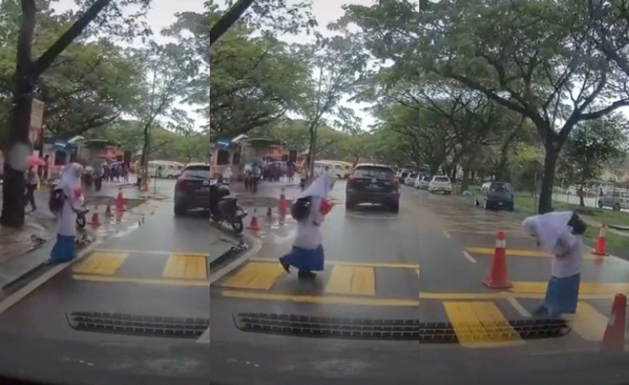 m’sian student praised for bowing to driver after he lets her cross the road!