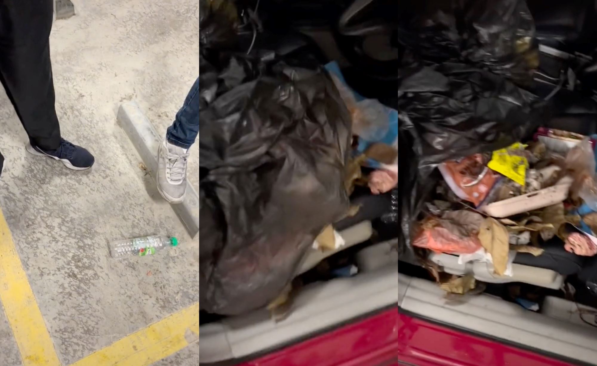 man upset after neighbor dumps trash in his car, but he allegedly was in their parking spot for 2 days