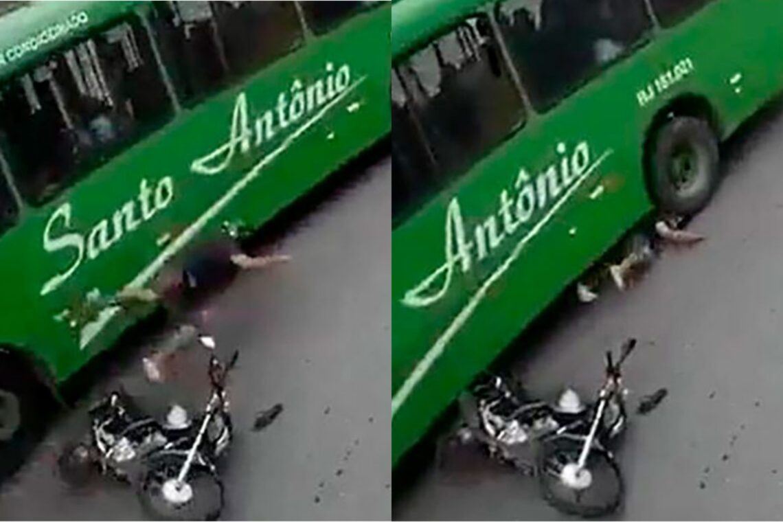 mujur ada topi keledar selamatkan lelaki ini dari digilis bas