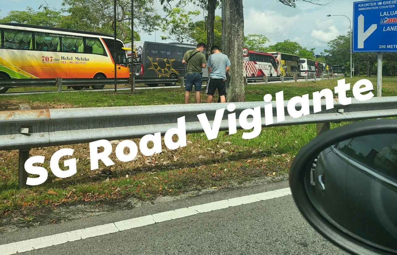 m’sian police looking for two men in s’pore car peeing under tree in johor