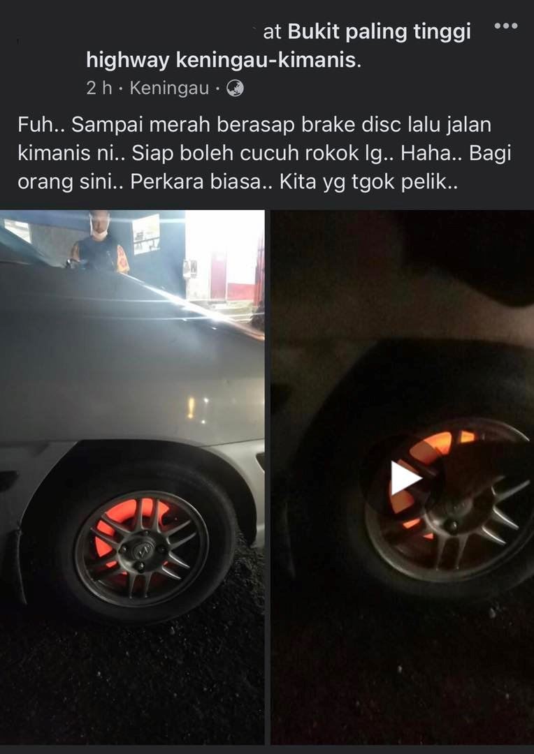 brek cakera sampai merah berasap bila lalu jalan di sabah ini