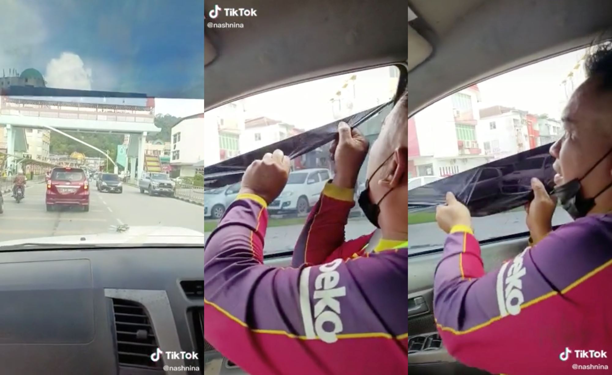 man panics at jpj roadblock, started removing the tint on his car’s windows