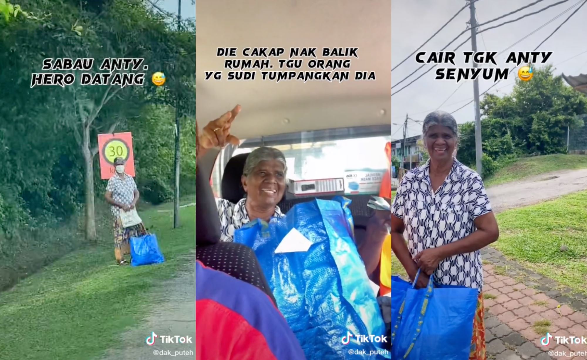 kind men sees aunty alone by the roadside & later turned their car around to send her home