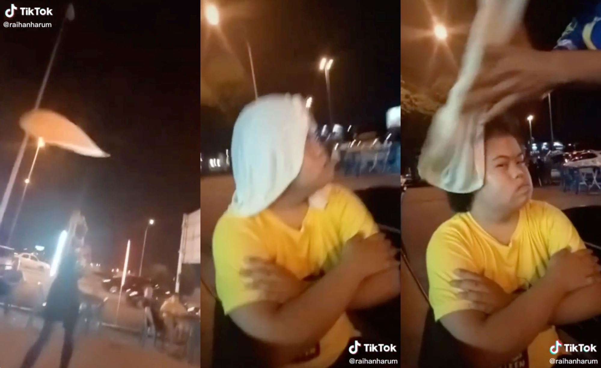 flying roti canai landed on young boy’s head, netizens amused