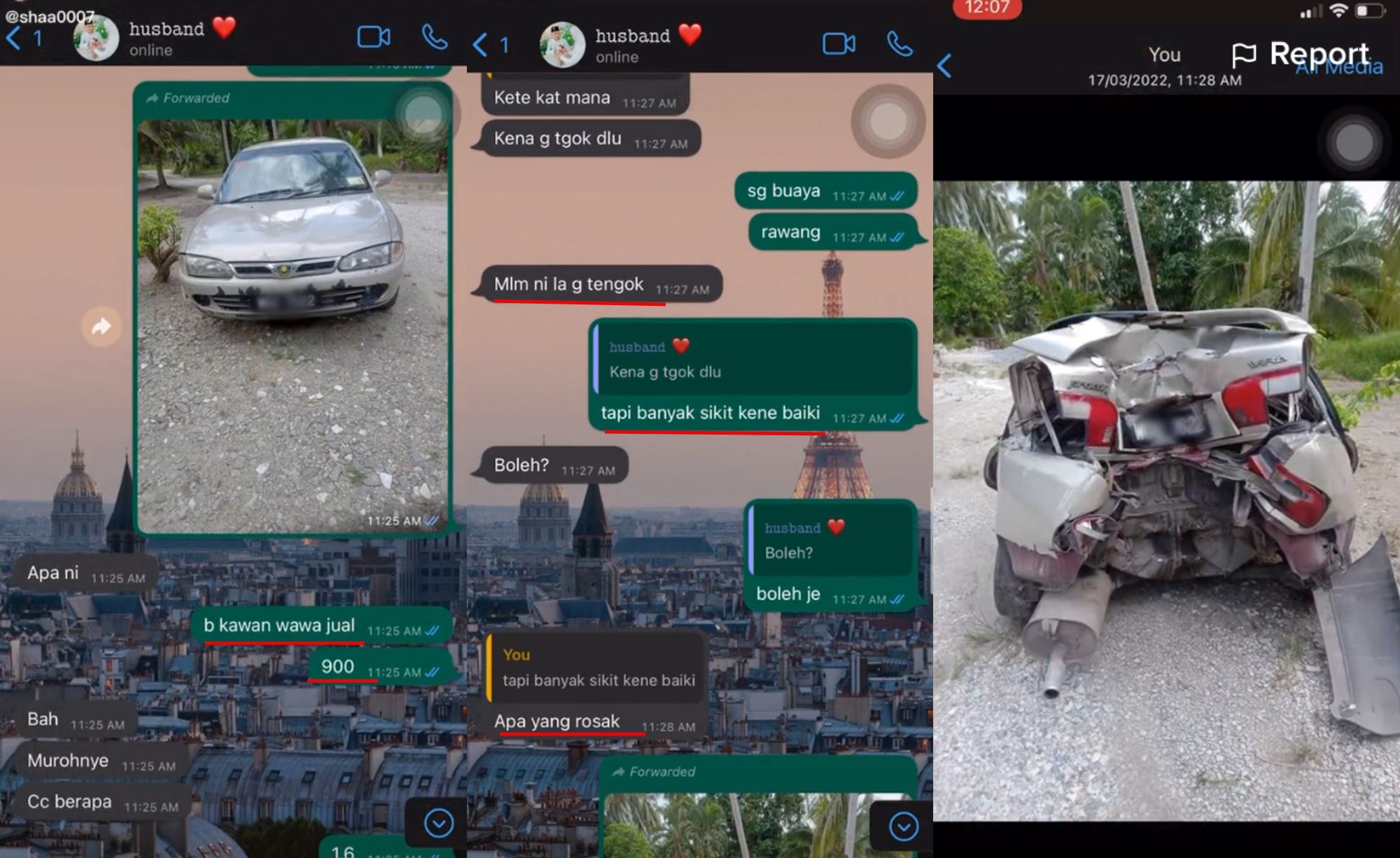 wife pranks husband by showing him photo of “cheap” secondhand car for sale until he saw the car’s b