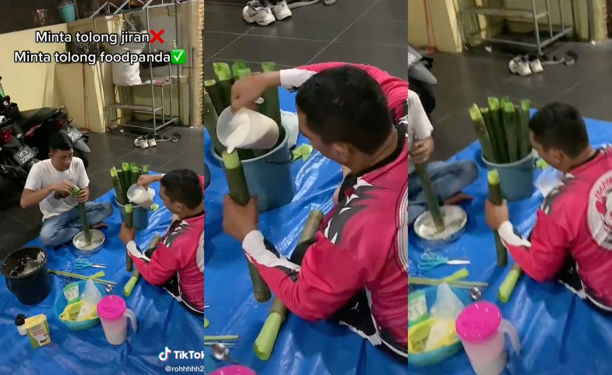 abang rider helps family make lemang after surprise hari raya announcement!