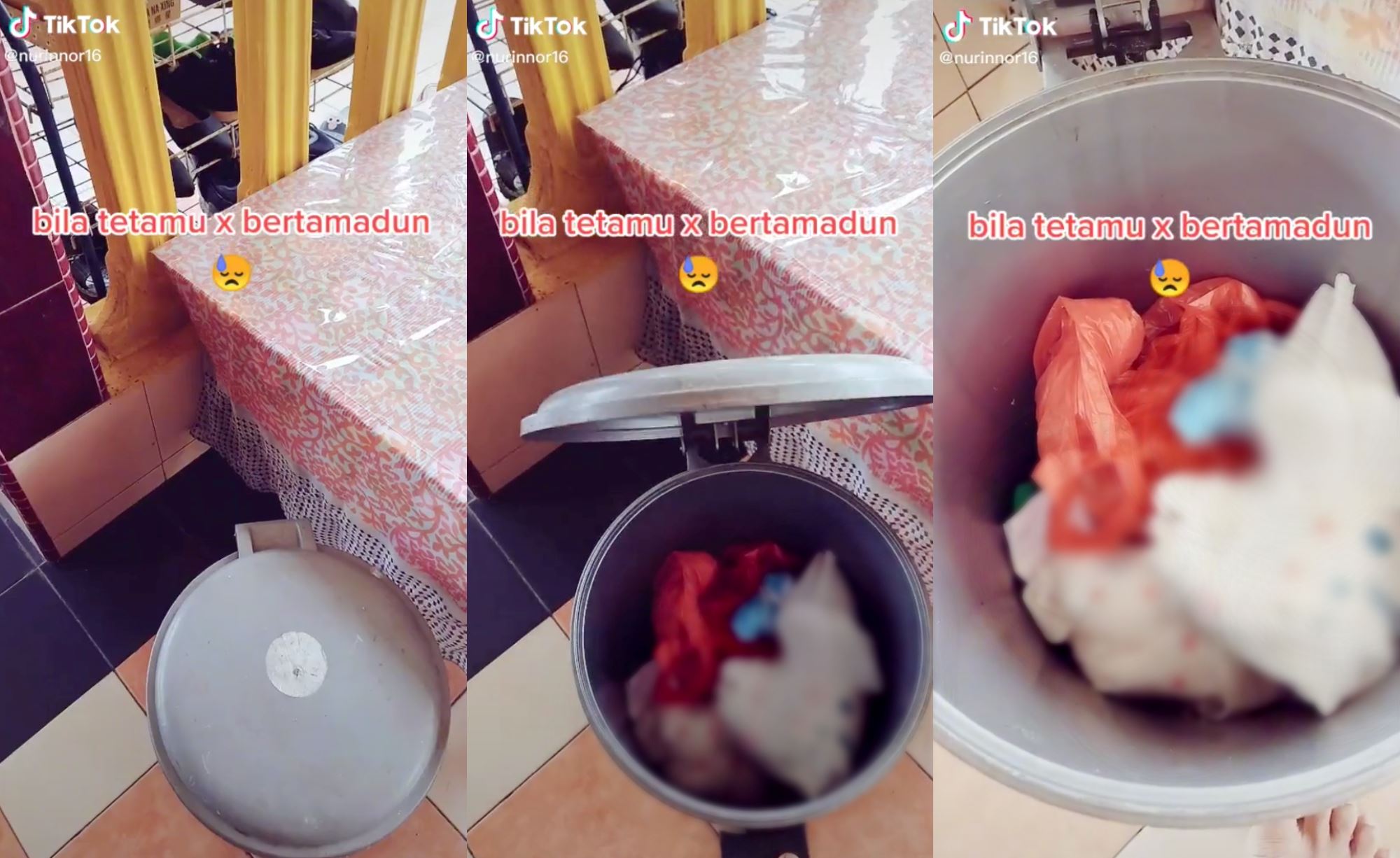 woman shares frustration after guests throw away dirty diapers in bin, without properly wrapping them