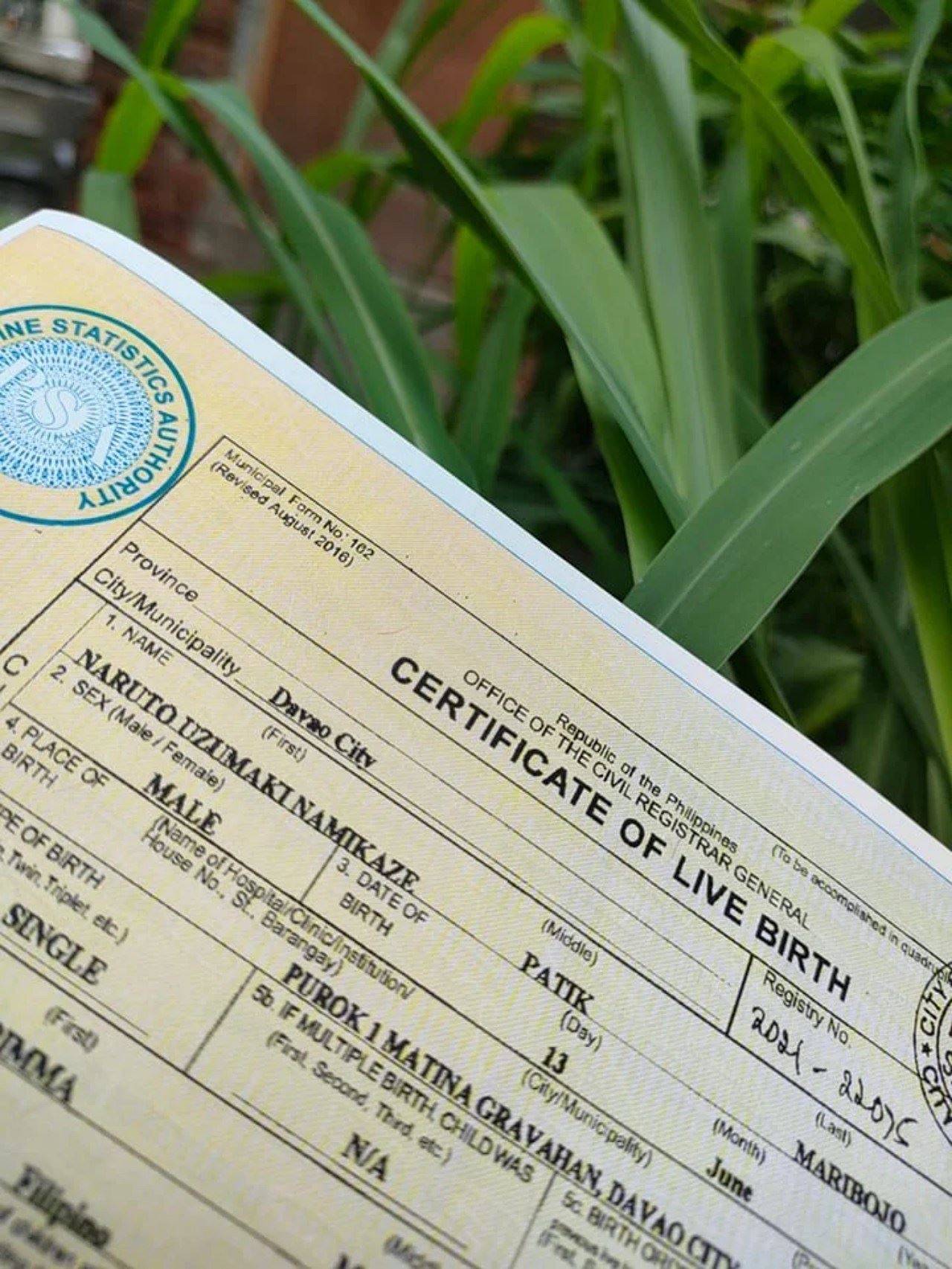 bapa ini namakan anaknya ‘naruto uzumaki namikaze’