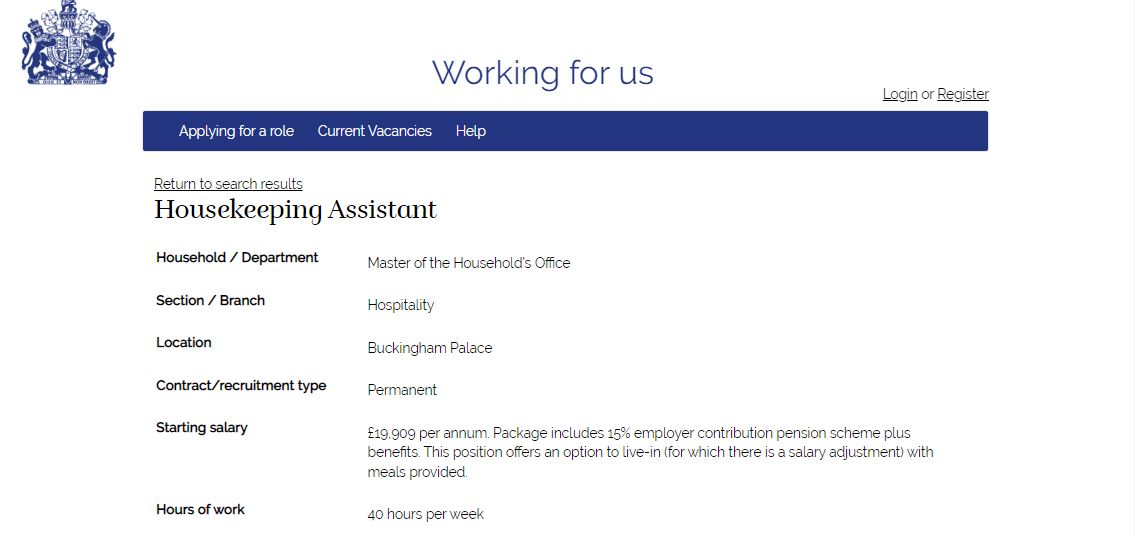 gaji cecah rm43 sejam, ratu elizabeth sedang cari pembantu rumah istana