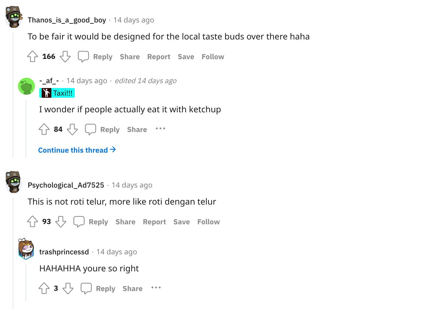 pesan roti telur dari restoran di singapura, tapi ini yang dapat..