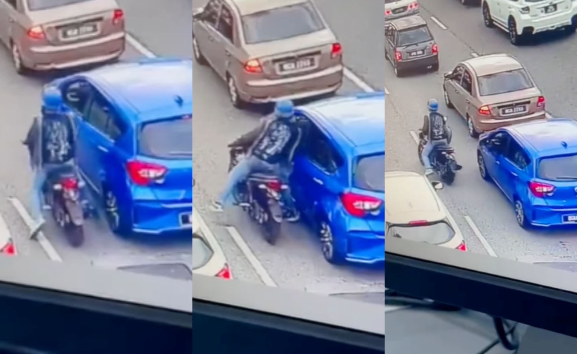 police arrests motorcyclist who took passenger’s phone from open car window during heavy traffic