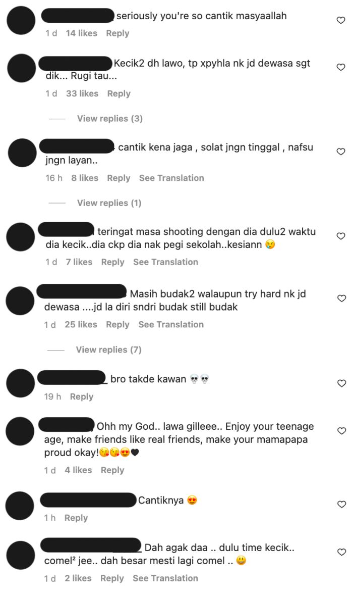 pelakon cilik qistina raisah dikecam netizen ‘try hard’ jadi dewasa