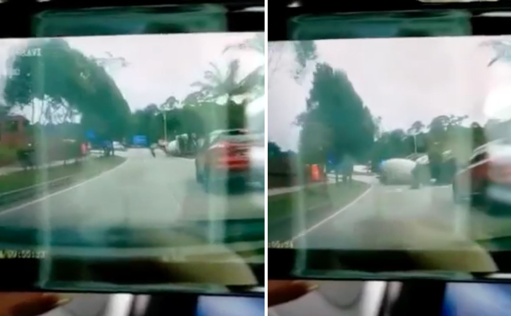 isteri menggigil, menangis lihat video suami nyaris dihempap lori simen