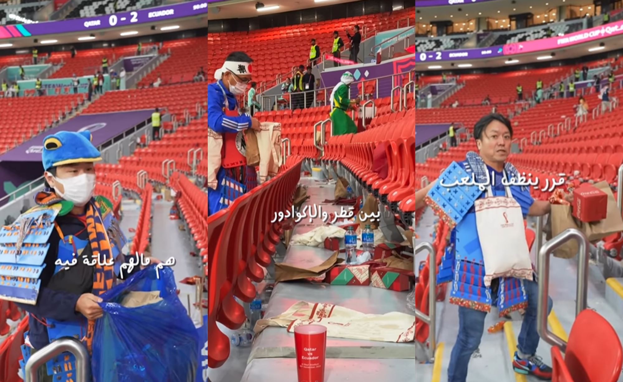 “we show respect” japan fans win hearts as they clean up stadium after world cup opening match!