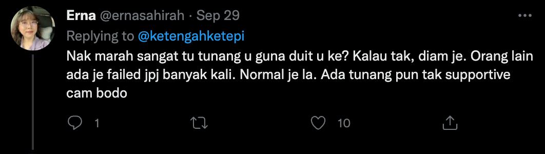 nak putus tunang sebab gagal ujian jpj, warganet sepakat kecam wanita ini