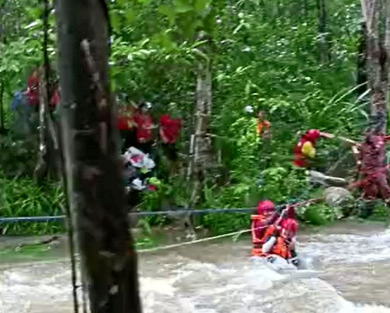 bomba saves 42 stranded hikers after waterfall turns into raging river after heavy rainfall