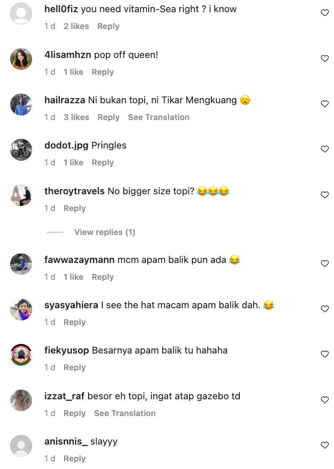 topi besar daiyan trisha jadi perhatian, “macam apam balik crispy..”