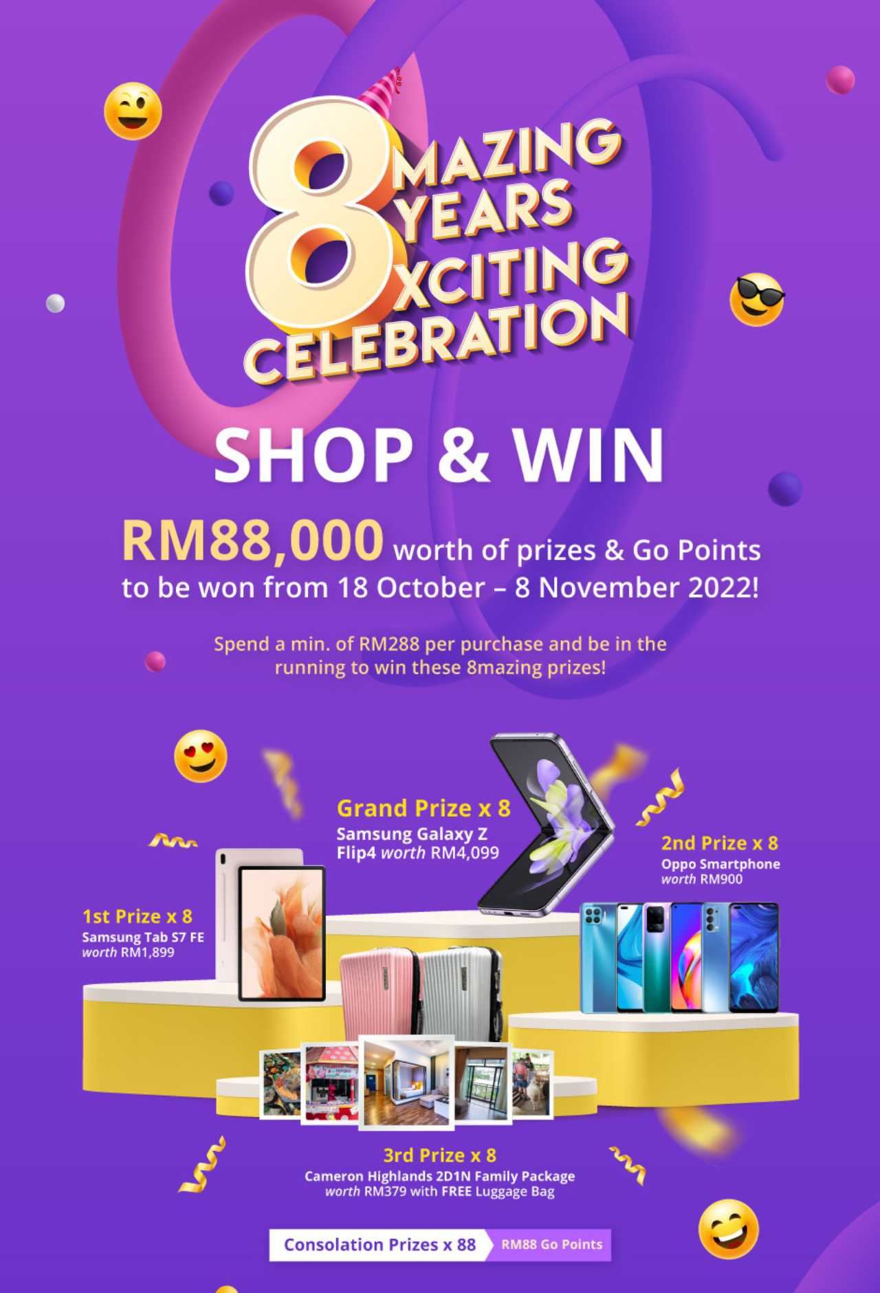 baucar rm8 juta antara yang ditawarkan go shop sempena jualan hari jadi ke-8!