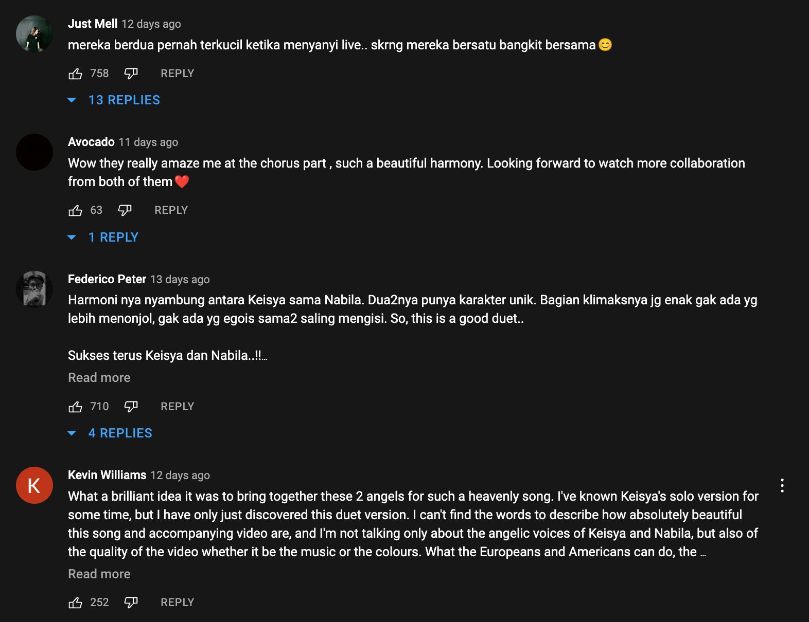 gabungan suara nabila razali & keisya levronka raih pujian netizen malaysia-indonesia