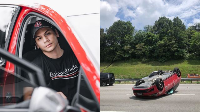 terbalik 8 kali, kereta ikmal amry ‘lost control’ dalam perjalanan pulang ke kampung