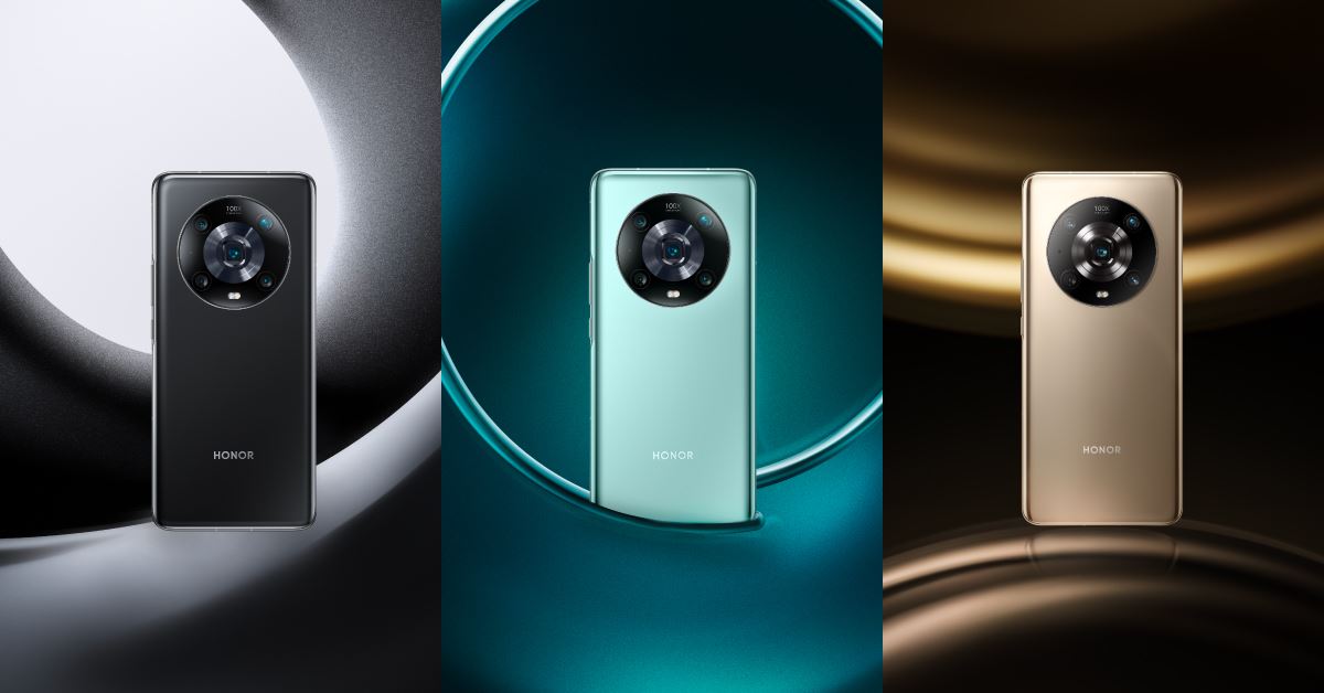 HONOR Magic4 Pro phone available in black, cyan and gold