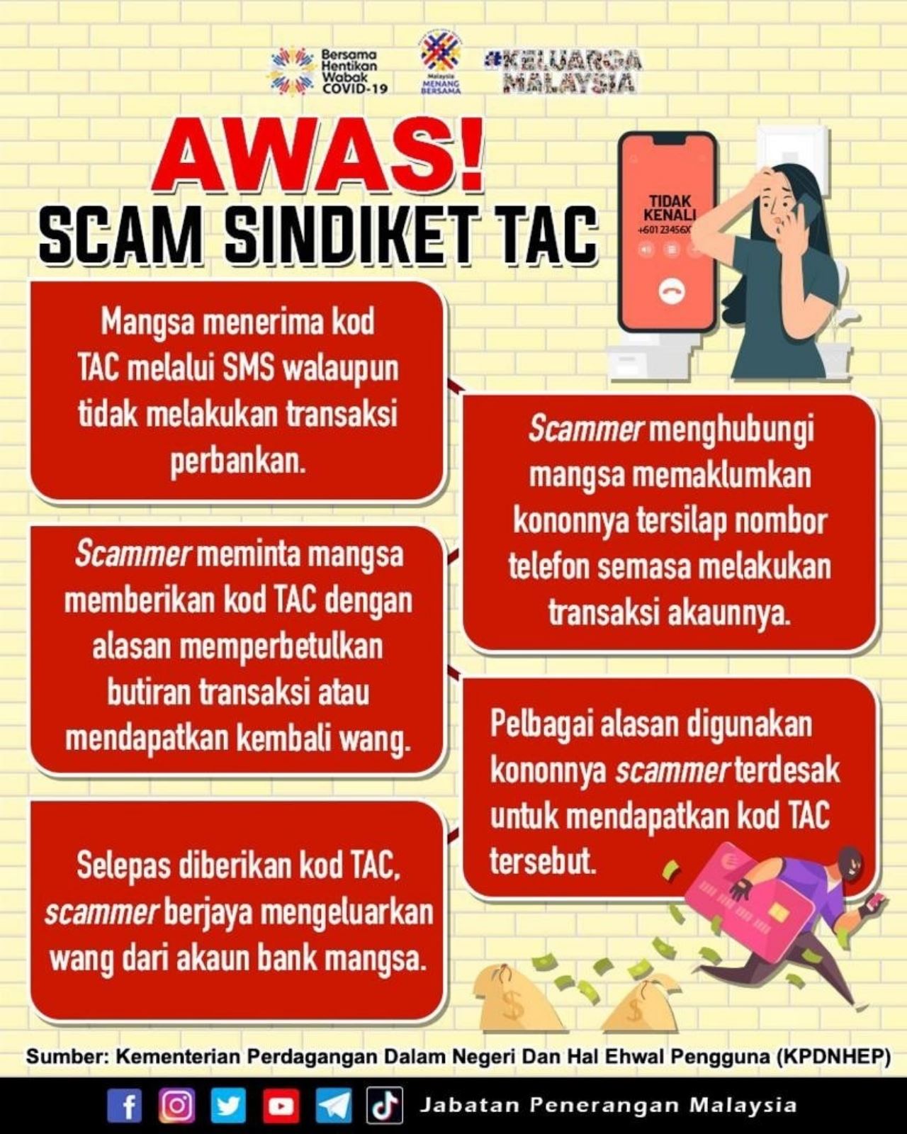 scammer kini boleh intip dan baca kod tac melalui sms