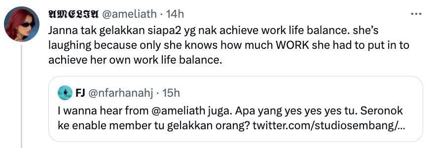 isu 'work life balance' punca nama janna nick dan amelia henderson trending