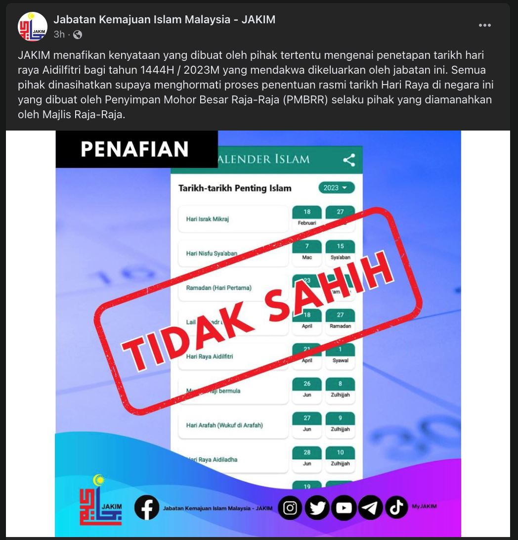 jakim nafi keluarkan kalendar poster tarikh hari raya 