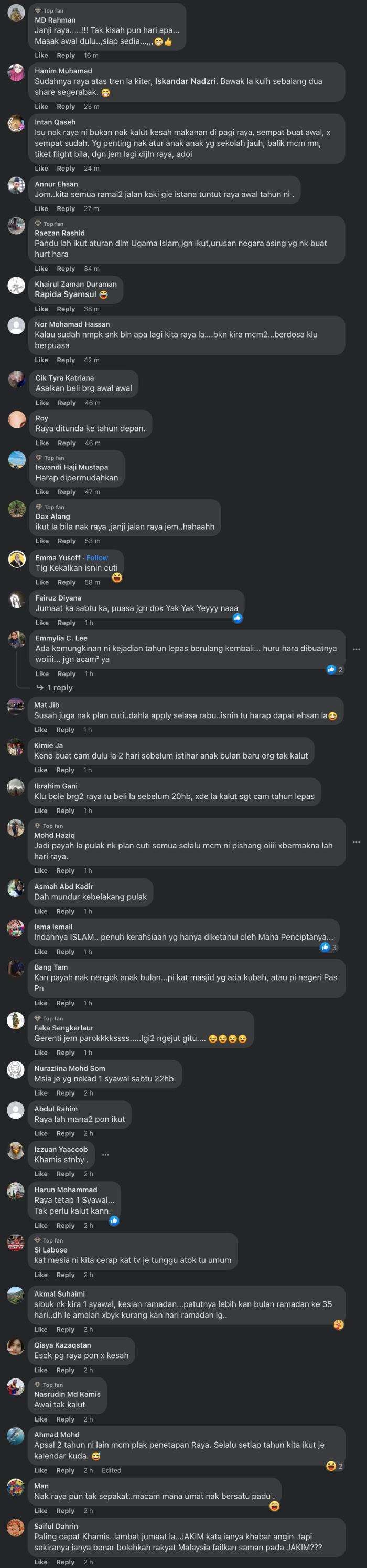 reaksi warganet bila pusat astronomi antarabangsa jangka 1 syawal hari jumaat