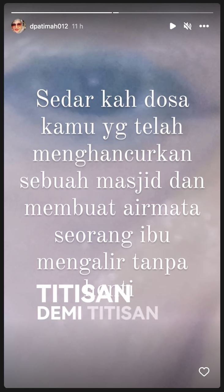 “sedarkah dosa kamu hancurkan masjid, buat ibu menangis?,” ibu syamsul yusof luah isi hati
