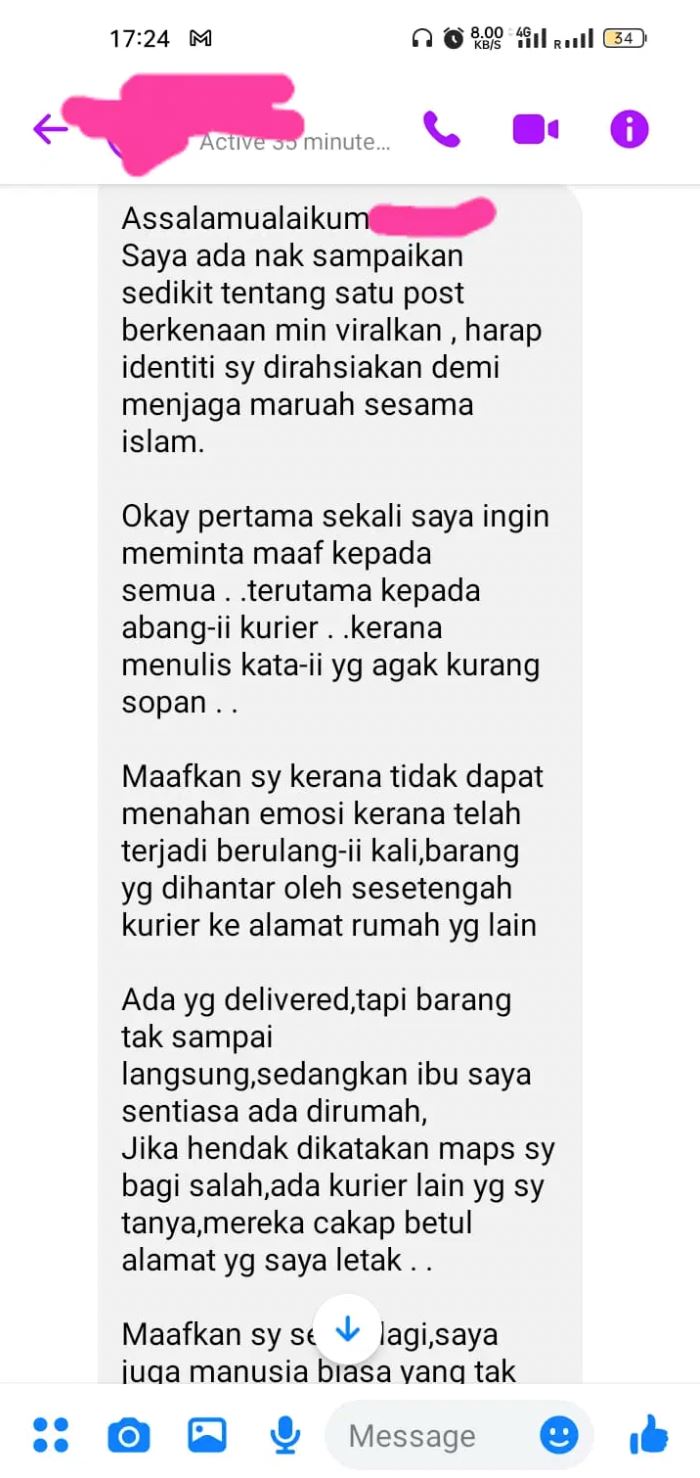 woman leaves harsh words to delivery rider on her package, apologises after photo went viral!