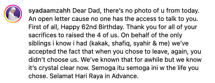 “saya bukan nak raih simpati,” syada amzah tidak sampai tahap buang bapa