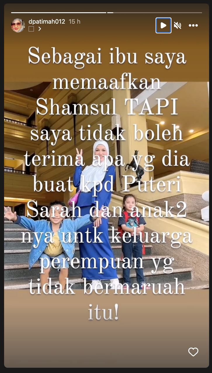 sebagai ibu, saya memaafkan syamsul, tapi..” datin patimah luah rasa kesal 