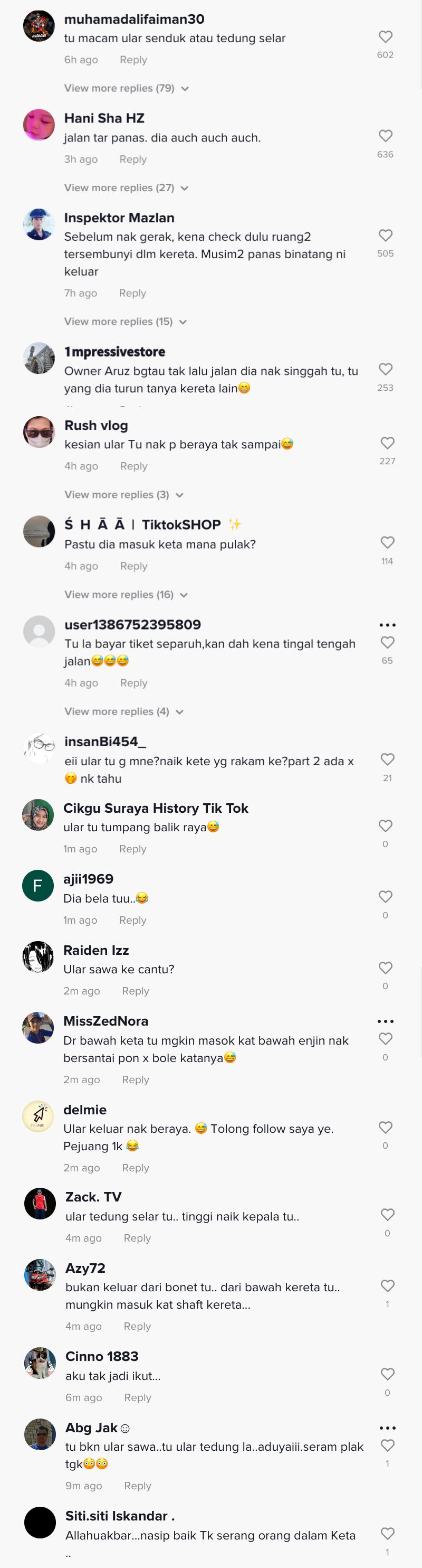 warganet cuak lihat ular tiba-tiba jatuh dari kereta atas highway kl-karak