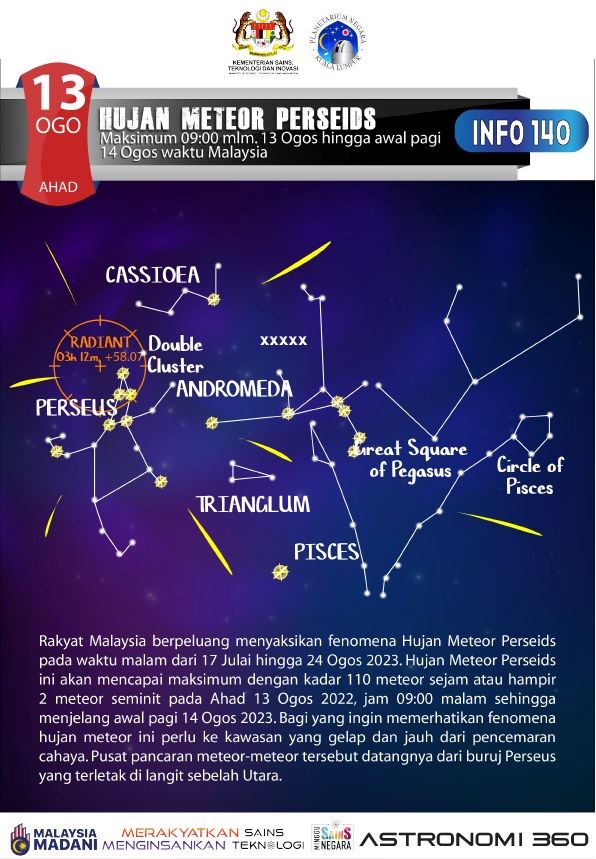 rakyat malaysia boleh lihat hujan meteor pada 13 ogos ini
