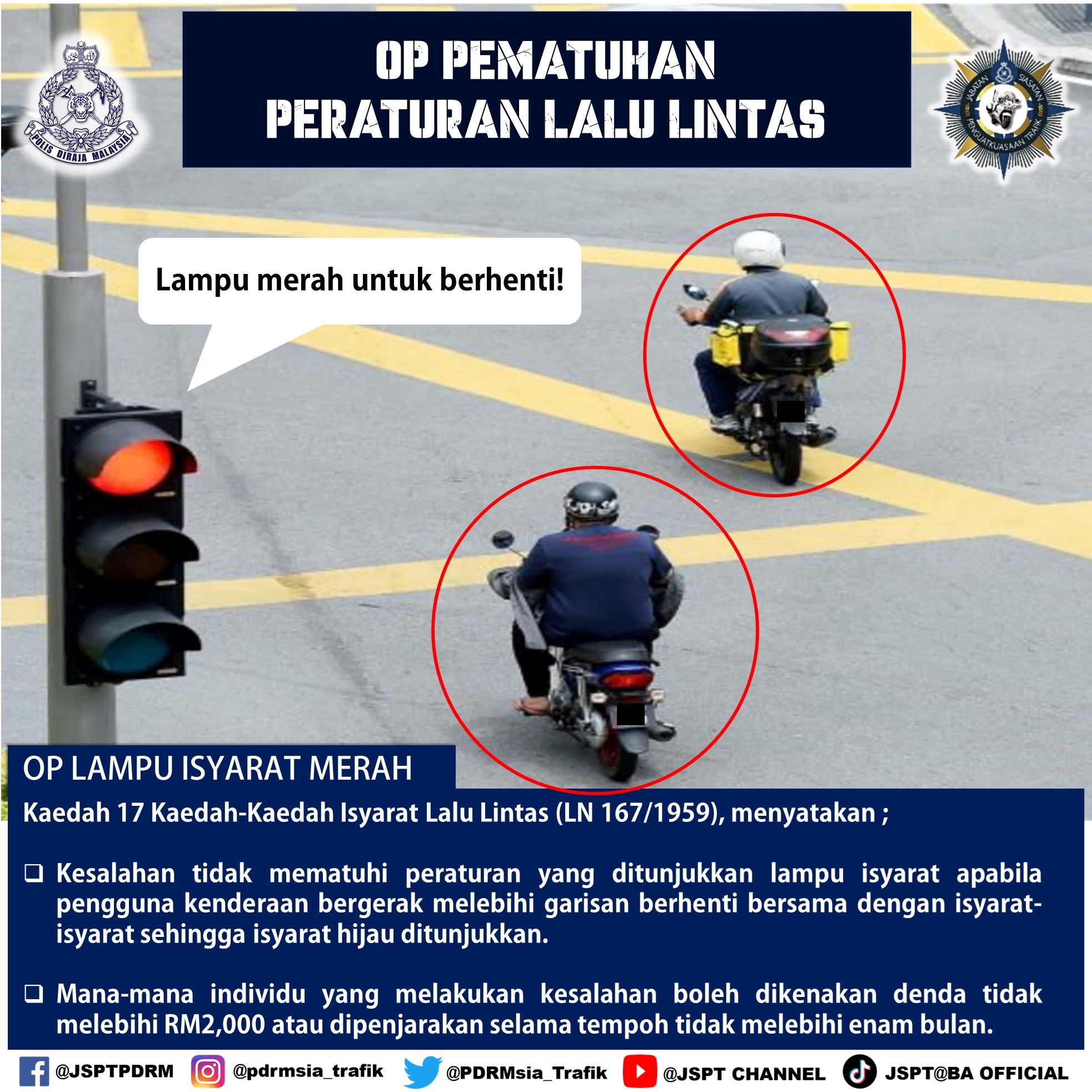 denda rm2 ribu, penjara 6 bulan jika terlajak berhenti lebih garisan putih