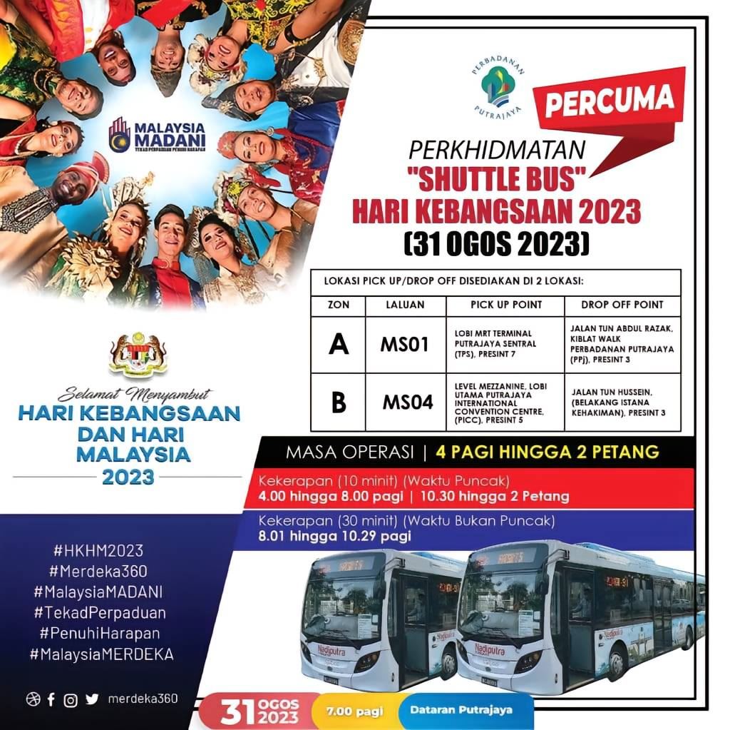 nak sambut 31 ogos di putrajaya? ini tempat parking dan info perlu anda tahu