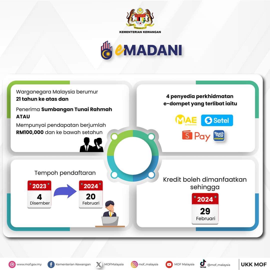 ada 4 platform online, ini cara nak tebus rm100 e-wallet pada yang layak