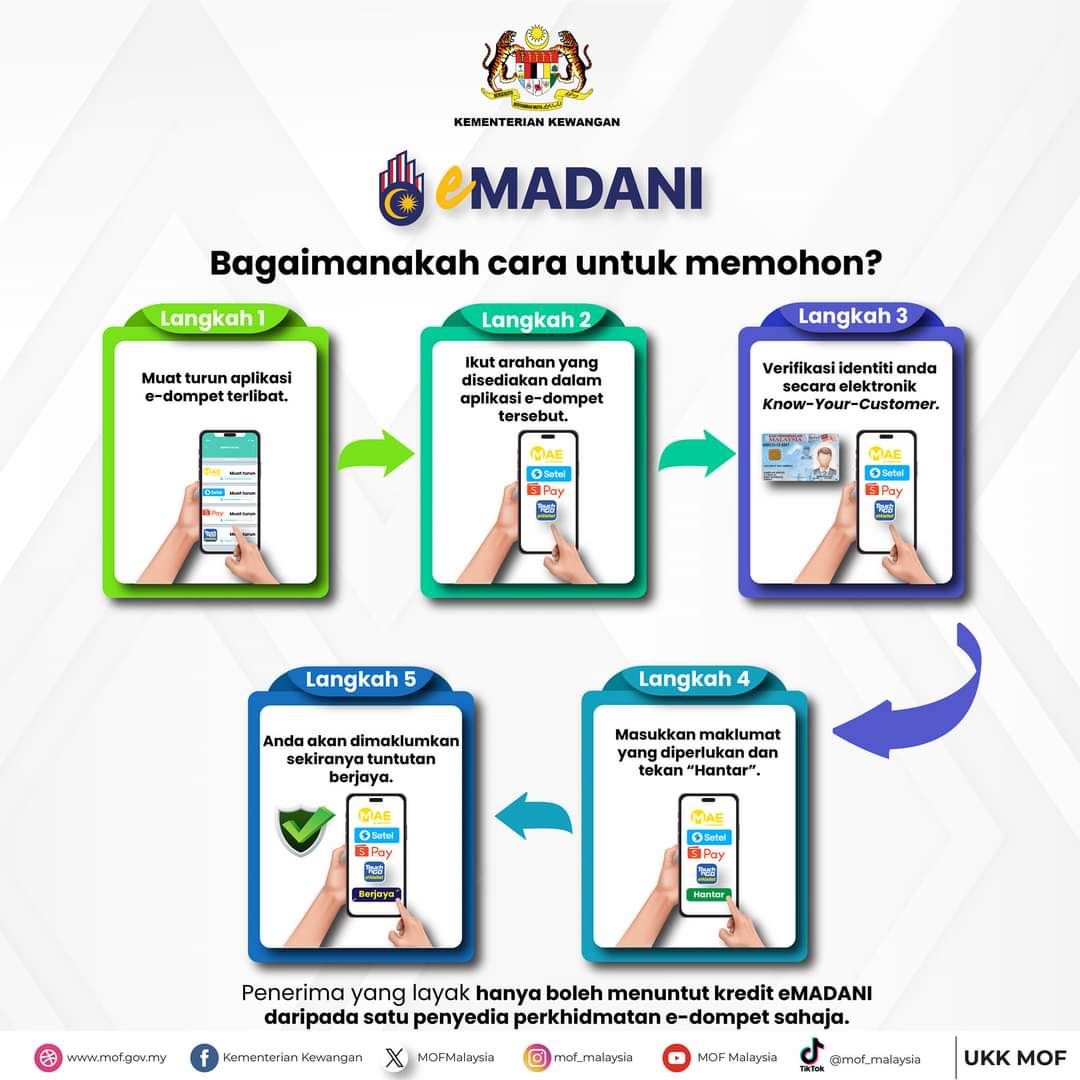 ada 4 platform online, ini cara nak tebus rm100 e-wallet pada yang layak