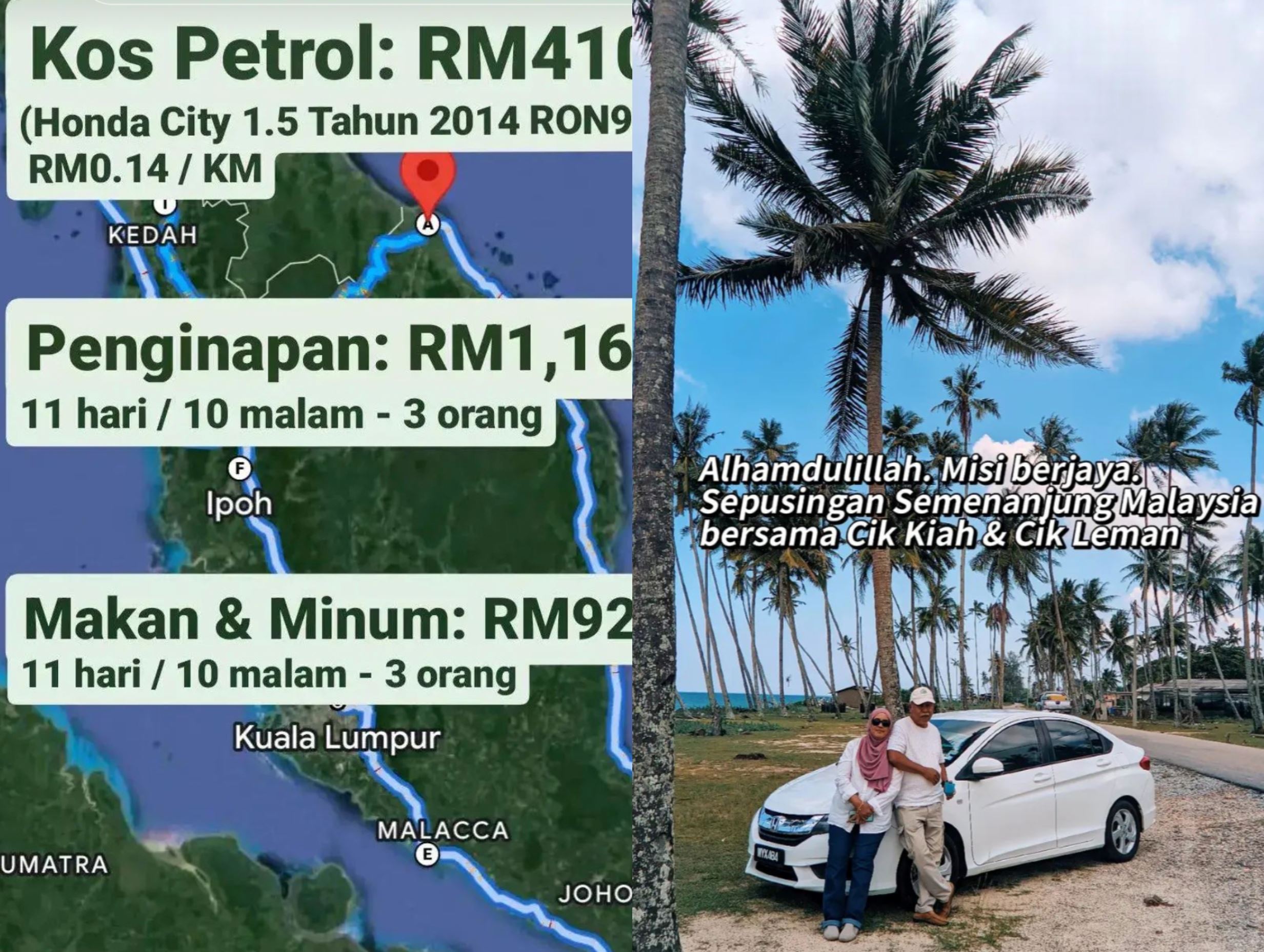 m’sian travels across entire peninsula in 12 days, sharing experience and expenses to inspire others!