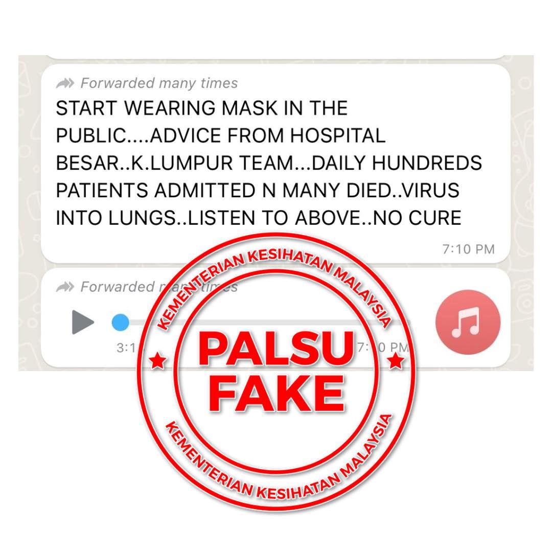 ‘voice note’ tular dakwa katil hospital dah penuh adalah palsu – kkm