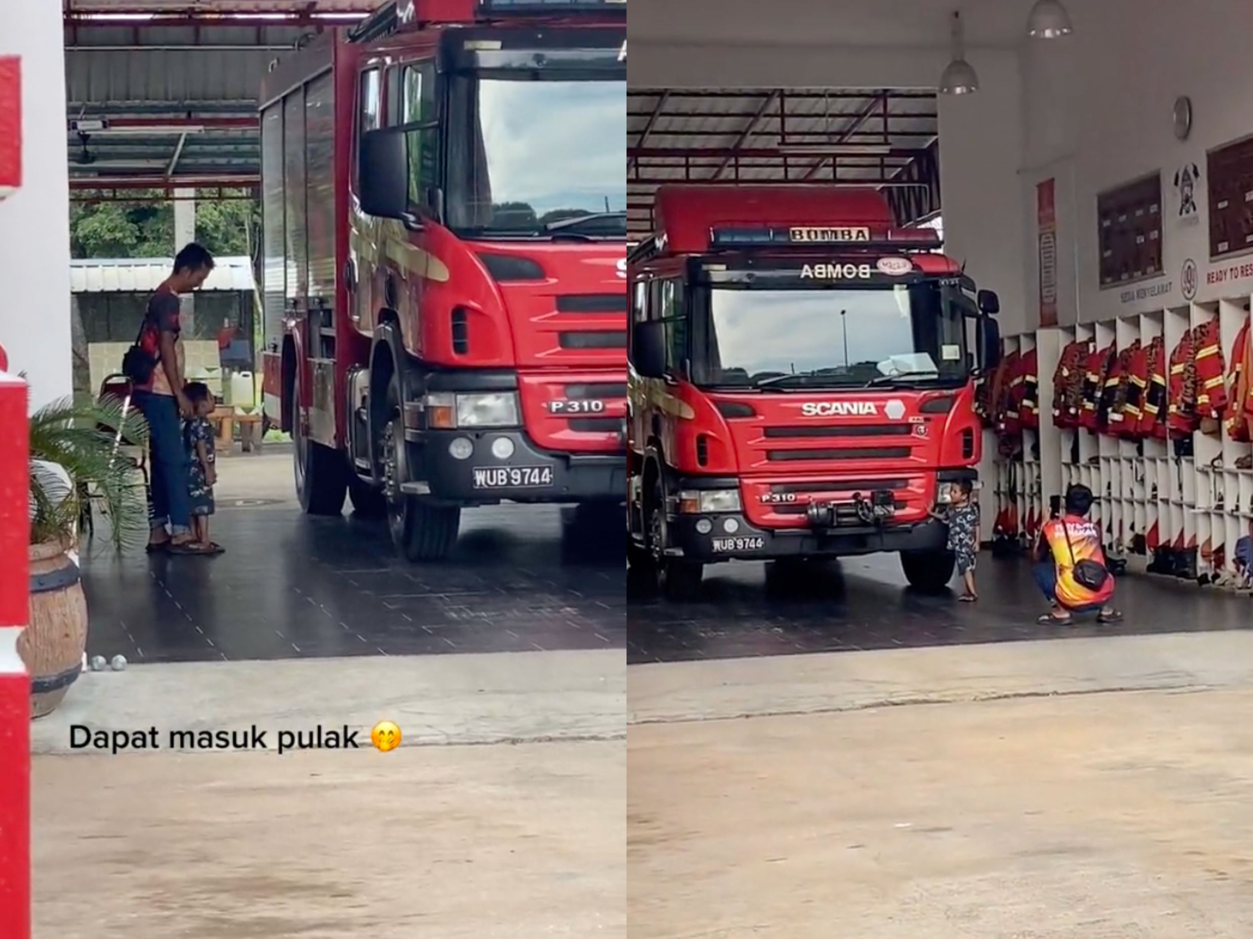 long-standing passion! father fulfils son's request to visit abang bomba at fire station!